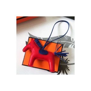 Hermes Rodeo Horse Bag Charm In Red/Blue Leather