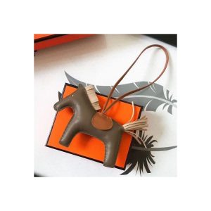 Hermes Rodeo Horse Bag Charm In Taupe/Camarel/Beige Leather
